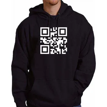 Pánská mikina mikina s kapucí QR kód love Černá XL