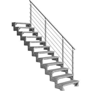 Zábradlí Venkovní schody DOLLE GARDENTOP - Ocelový nášlap Zábradlí: Jednostranné Prova zábradlí, Šířka nášlapů: 80 cm, Výška podlaha - podlaha: 216 - 264 | 12 nášlapy