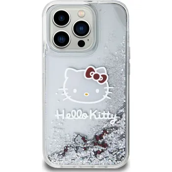 Pouzdro na mobilní telefon Zadní kryt Hello Kitty Liquid Glitter Electroplating Head Logo pro Apple iPhone 13 Pro, transparentní