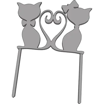 Kočičky sedící pár- plastový zápich - Tmavě zlatá