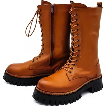 Dámské kozačky Dámské kozačky 197-3535 Klop hnědá Barva: hnědá, Velikost: 40