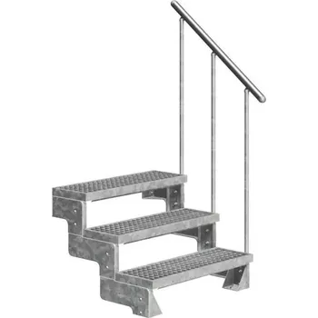 Venkovní schody DOLLE GARDENTOP - Ocelový nášlap Zábradlí: Jednostranné zábradlí, Šířka nášlapů: 80 cm, Výška podlaha - podlaha: 54 - 66 | 3 nášlapy