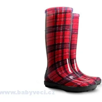 Dámské holínky HOLINKY DEMAR HAWAI LADY PRINT červené káro