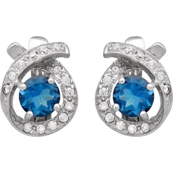 Náušnice Stříbrné náušnice se Swiss Blue topazem a zirkony Ag 4,7 g
