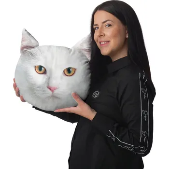 Dekorativní polštářek Polštář XXL 48x53cm Kočičí hlava - White