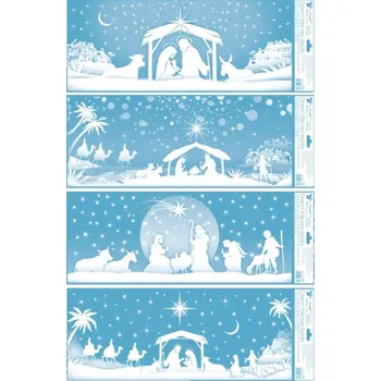 Party dekorace Samolepicí fólie do okna - Betlém mix - 60x22,5 cm