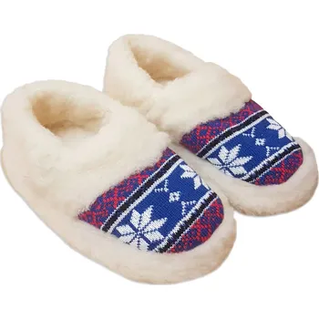 Dámské pantofle Ovčí Věci Barefoot TV bačkory Norsko z ovčí vlny merino nízké modrá, Velikost EU 45 - 46