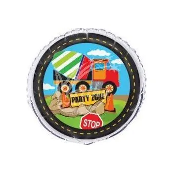 Zábavní pyrotechnika Foliový balonek kulatý Auto - domíchávač - stavba - staveniště - 45 cm