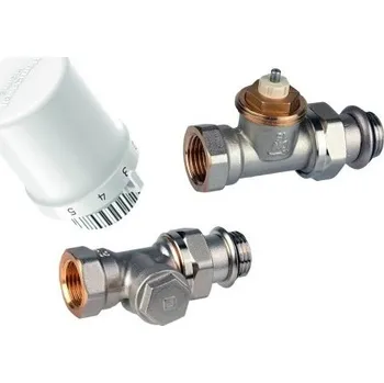 Hlavice pro radiátor Honeywell Resideo termostatický set, termostatiská hlavice, termostatický ventil, šroubení, přímé, 1/2", VTL3030DS15