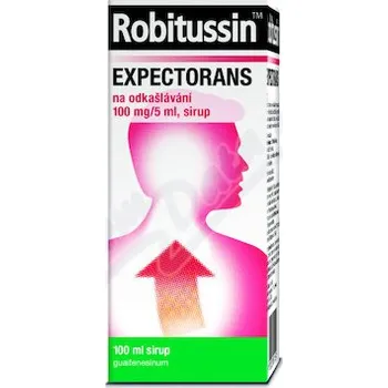 Lék na kašel, rýmu a nachlazení Robitussin Expectorans odkašl.100mg/5ml sir.100ml