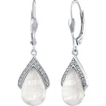 Stříbrné náušnice Devecia s pravým měsíčním kamenem a Brilliance Zirconia