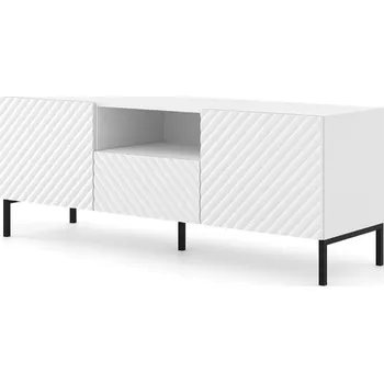 Televizní stolek ARTBm Tv stolek SURF 150 | 2D1S Provedení: Bílá mat / černé nohy