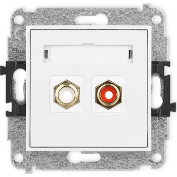 Elektrická zásuvka KARLIK Dvojitá zásuvka RCA, typ cinch - pozlacený Barva: Matná bílá