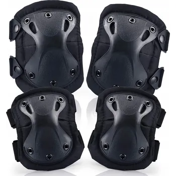 Chránič nohou Taktické chrániče kolen + chrániče loktů, sada cerně (Chrániče kolen a loktů nabízejí vlastní flexibilitu, jakou si uživatel přeje. Umožňují dokonalé přizpůsobení a udržení správné polohy. Materiál usnadňuje výměnu vzduchu mezi tělem a chráničem.)