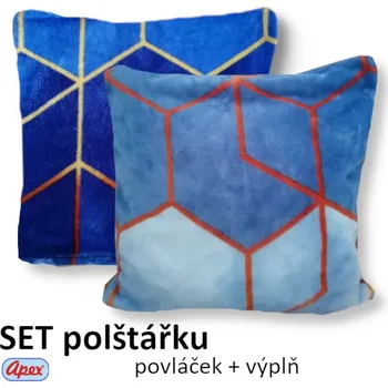 Dekorativní polštářek Apex® model MICRODREAM Povláček na polštářek Apex Mikroplyš Flanel – Nina modrá - set Polštářek s výplní + Povláček