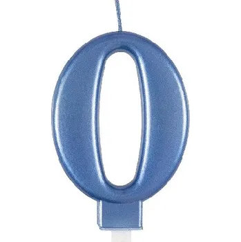 Dortová svíčka Svíčka číslice 0 metalická modrá 8 cm