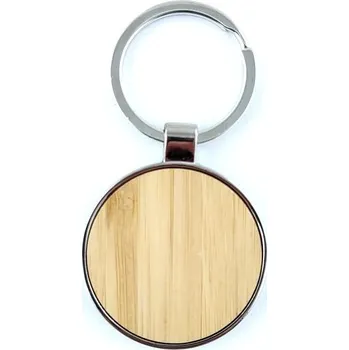 Přívěšek bambusový kulatý 40mm s kroužkem na klíče s možností laserového gravírování