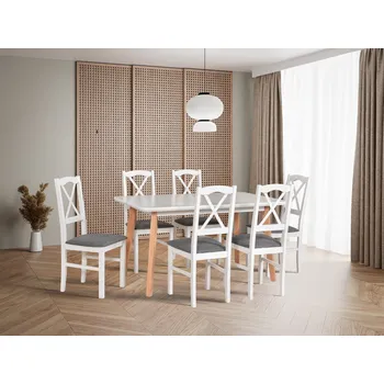 Jídelní set Jídelní set 6+1 Ondřej 2 Vyberte Tkaninu:: Tkanina 14, Vyberte Moření:: Komplet bílé