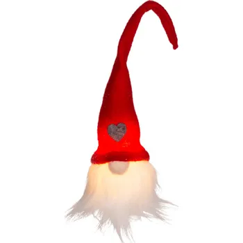 Vánoční světelná dekorace GiftyCity Závěsný vánoční trpaslík červený 26 cm LED