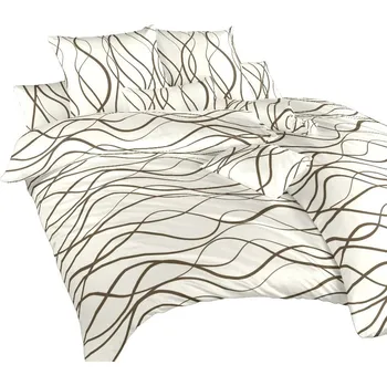 Povlečení DADKA VRACOV Vlny hnědé na banánovém 140 x 200, 70 x 90 cm zipový uzávěr