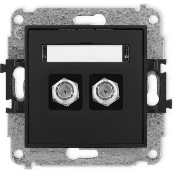 Elektrická zásuvka KARLIK Dvojitá anténní zásuvka typu F (SAT) poniklovaná Barva: Matná černá