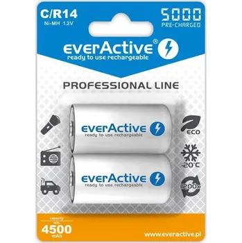 Článková baterie C / R14 everActive Ni-MH 5000 mAh Nabíjecí baterie Professional line (krabička 2 ks)