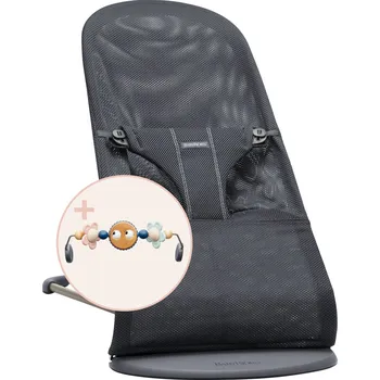 BabyBjörn Lehátko Bouncer Bliss Anthracite, Mesh s hračkou Googly Eyes Pastels