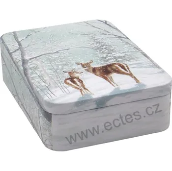 Dóza na potraviny BAMBI plechová dóza na čokoládu 3500 dvě srnky v zasněženém lese