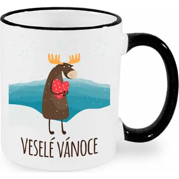 Vánoční hrnek - Veselé Vánoce se sobem Barva: Černá