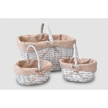 Nákupní košík Vingo Proutěný nákupní košík s látkou se srdíčky bílá