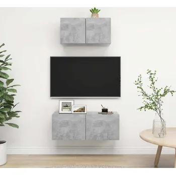 Obývací stěna vidaXL 2dílný set TV skříněk dřevotříska [3079120] Barva: Betonová šedá