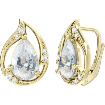 Náušnice Couple, Neotřelé náušnice Bethany, žluté zlato a zirkony, 6630376-0-0-1