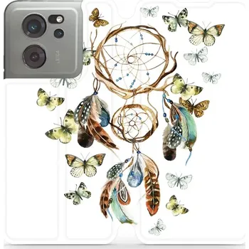 Pouzdro na mobilní telefon Flipové pouzdro Mobiwear - Xiaomi 13T / 13T Pro - M001P Lapač a motýlci (Knížkové flip pouzdro, obal, kryt na mobil Xiaomi 13T / 13T Pro - M001P Lapač a motýlci, materiál Umělá kůže + TPU - ochrana 360°, stojánek, silikonová vanička, magnetické zavírání)