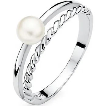Prsten Stříbrný prsten Alisia s pravou přírodní bílou perlou obvod 62 mm