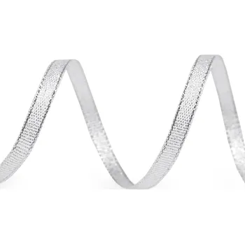 Brokátová stuha s lurexem šíře 6 mm, barva 1 stříbrná