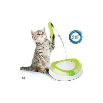 Hračka pro kočku Hilton interaktivní hračka pro kočku kolo s míčkem a pružinou s myší zelená