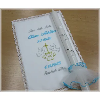 rouška Křestní sada 3D vyšívaná rouška s krajkou , svíce s ozdobou vzor 18