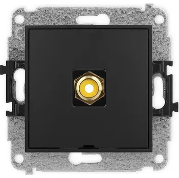 Elektrická zásuvka KARLIK Zásuvka RCA typ cinch, žlutý, pozlacený, bez popisového pole Barva: Matná černá