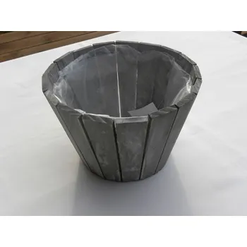 Obal na květináč dřevěný soudek šedý