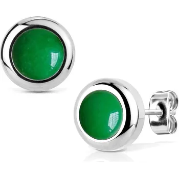 Náušnice NUBIS® Ocelové náušnice Nefrit 8mm - NB021-08