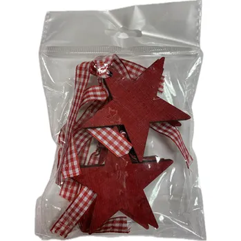 Vánoční dekorace Hvězda červená stuha 6 cm