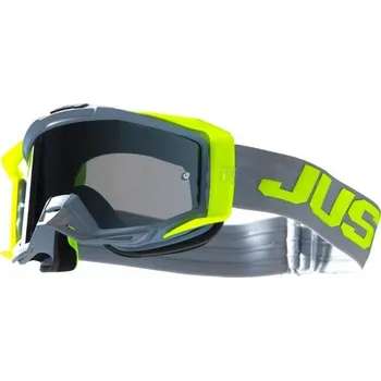 Motocyklové brýle Brýle JUST1 IRIS 2.0 LOGO šedo/fluo žluté + čiré plexi a 8 trhaček ZDARMA