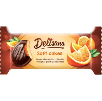 Plněné piškoty Delisana Jaffa cakes 135 g pomerančové (Plněné piškoty / v čokoládě)