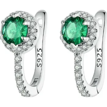 Náušnice For Silver Náušnice Green Huggie - Stříbro 925