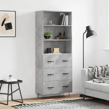 Příborník do zásuvky vidaXL Skříň highboard 69,5 x 34 x 180 cm kompozitní dřevo [3189375] Barva: Betonová šedá