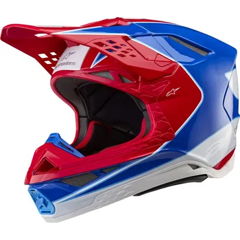 Helma na motorku Přilba SUPERTECH S-M10 AEON, ALPINESTARS (červená fluo/modrá) (Velikost: S (obvod 55 - 56 cm))