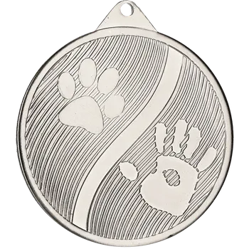 Designová kovová medaile | Zvířecí tlapky Barva: Stříbro, Průměr: 5 cm