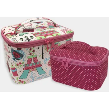 Organizér galanterie Set Středního a malého košíku na šití či pletení Dekor Francie (Set Středního a malého košíku na šití či pletení háčkování - )