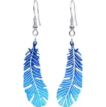 Náušnice Visací náušnice modrá pírka - Parada