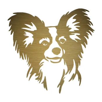 Polep vozidla SAMOLEPKA Pes 190 pravá Papillon (64 - škrábaný kov zlatý) NA AUTO, NÁLEPKA, FÓLIE, POLEP, TUNING, VLASTNÍ TEXT, TISK, AUTOSAMOLEPKY.cz, POLEPY, OBRÁZEK, LOGO, SAMOLEPKY